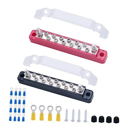 12V Bus Bar with Covers, 150A DC Marine Power Distribution Blocks