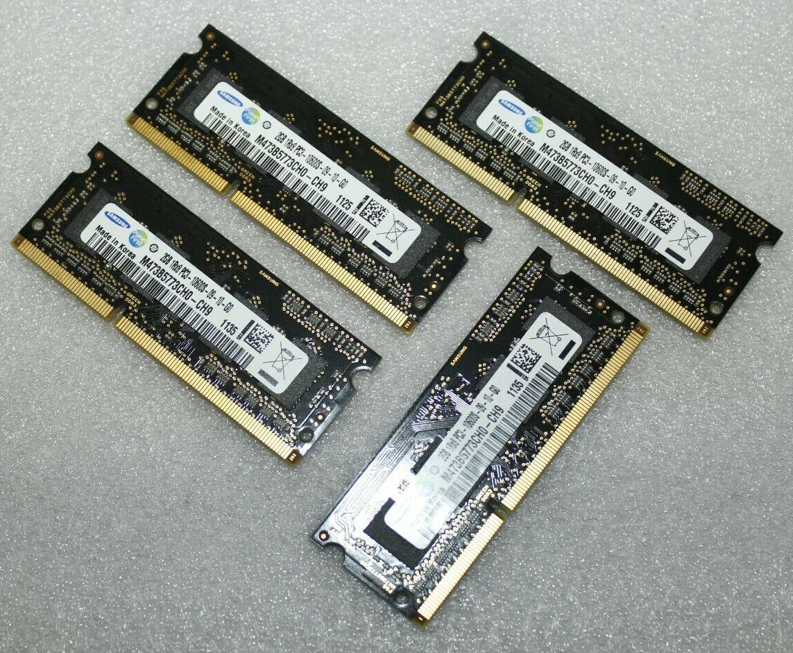 Samsung 8GB (4x2GB) 1Rx8 PC3-10600S DDR3 Laptop Memory Ram M473B5773CH0-CH9