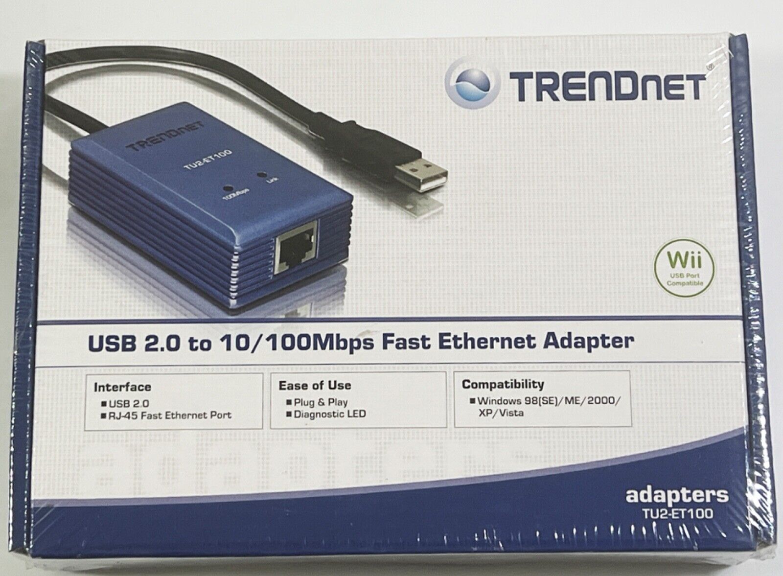 TRENDnet TU2-ET100 Fast Ethernet Adapter USB 2.0 to 10/100 Nintendo Wii Ready