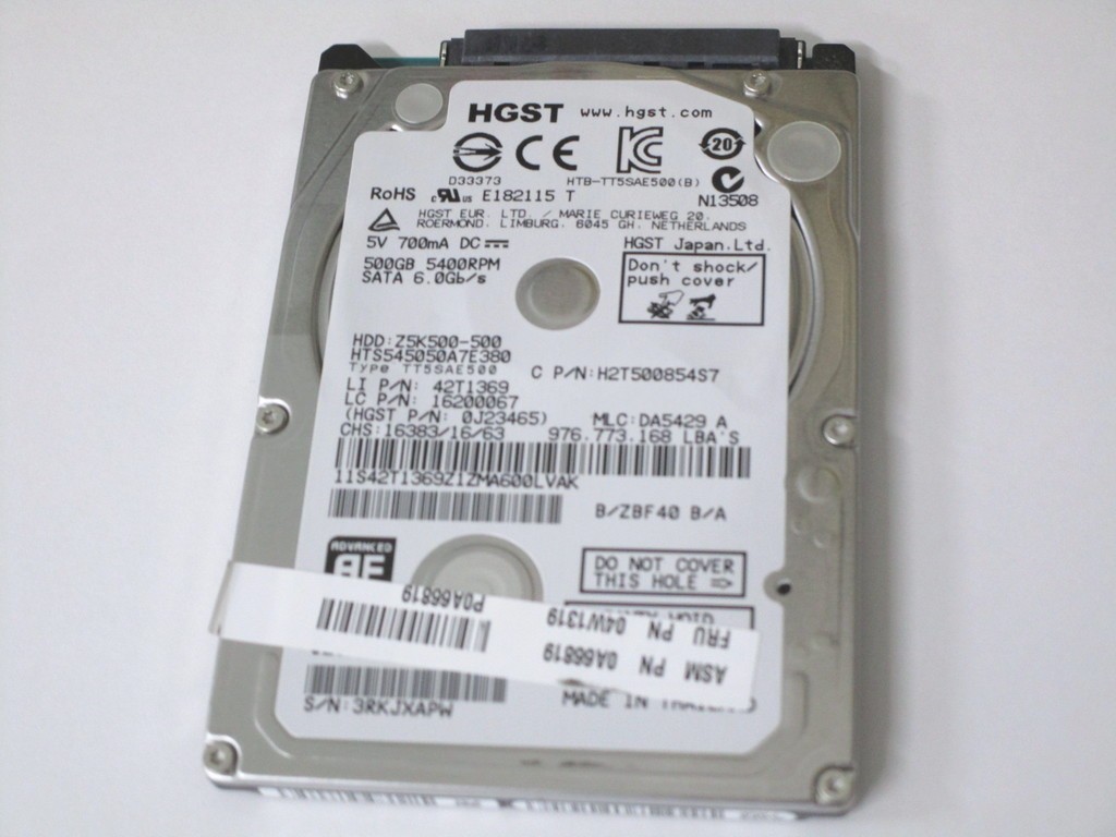 HGST 500GB 26929 hours 2.5-inch HDD HTS545050A7E380