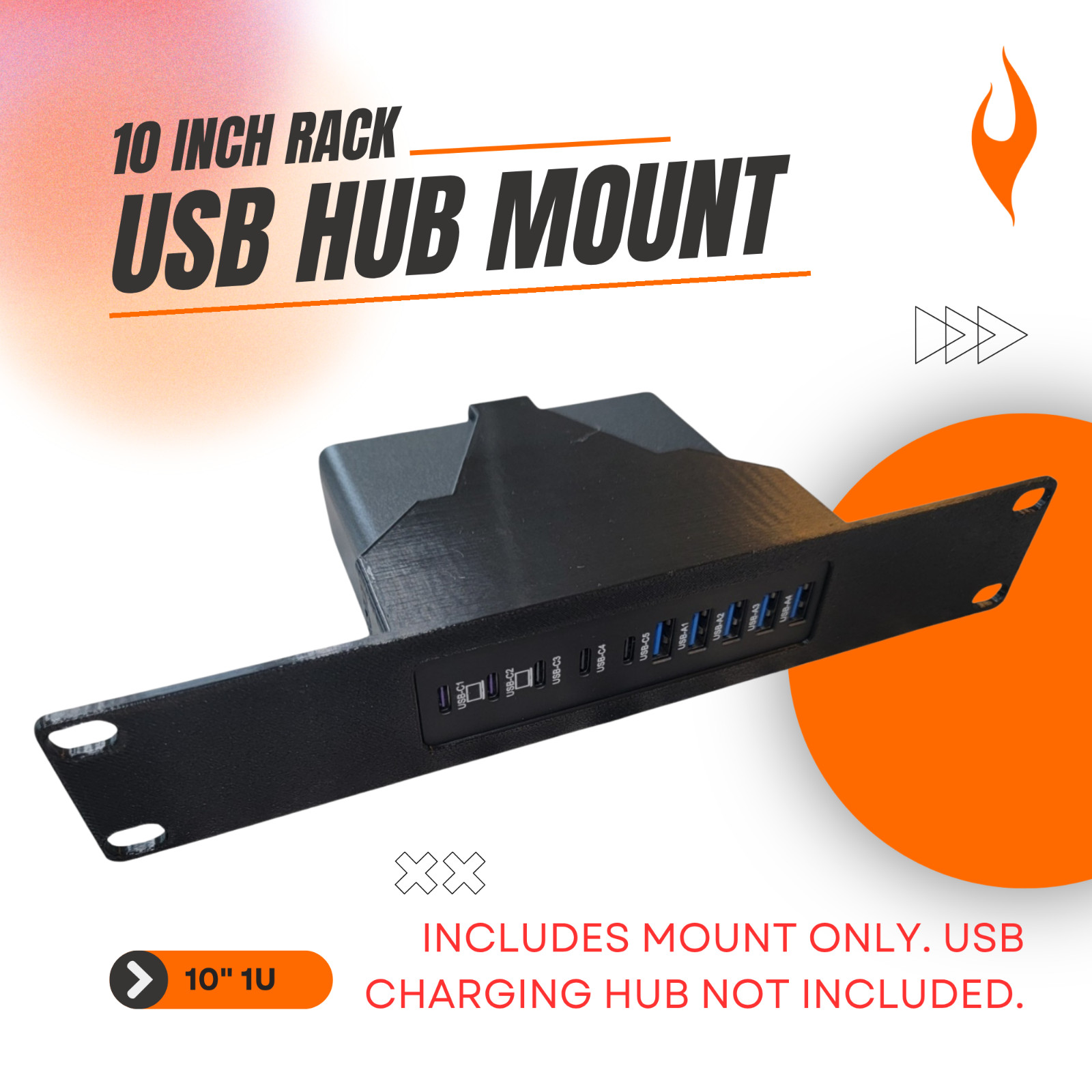 10 Inch USB Power Station Rack Mount for Home Lab, Rasberry Pi PDU IoT Rackmate