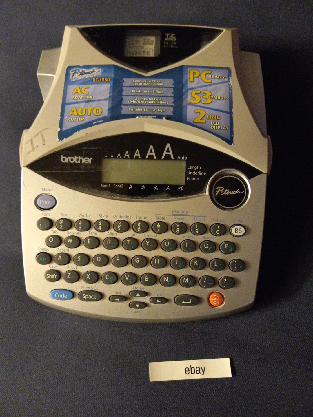 Brother P-Touch PT-1950/1960 Desktop Thermal Printer NO CORD 