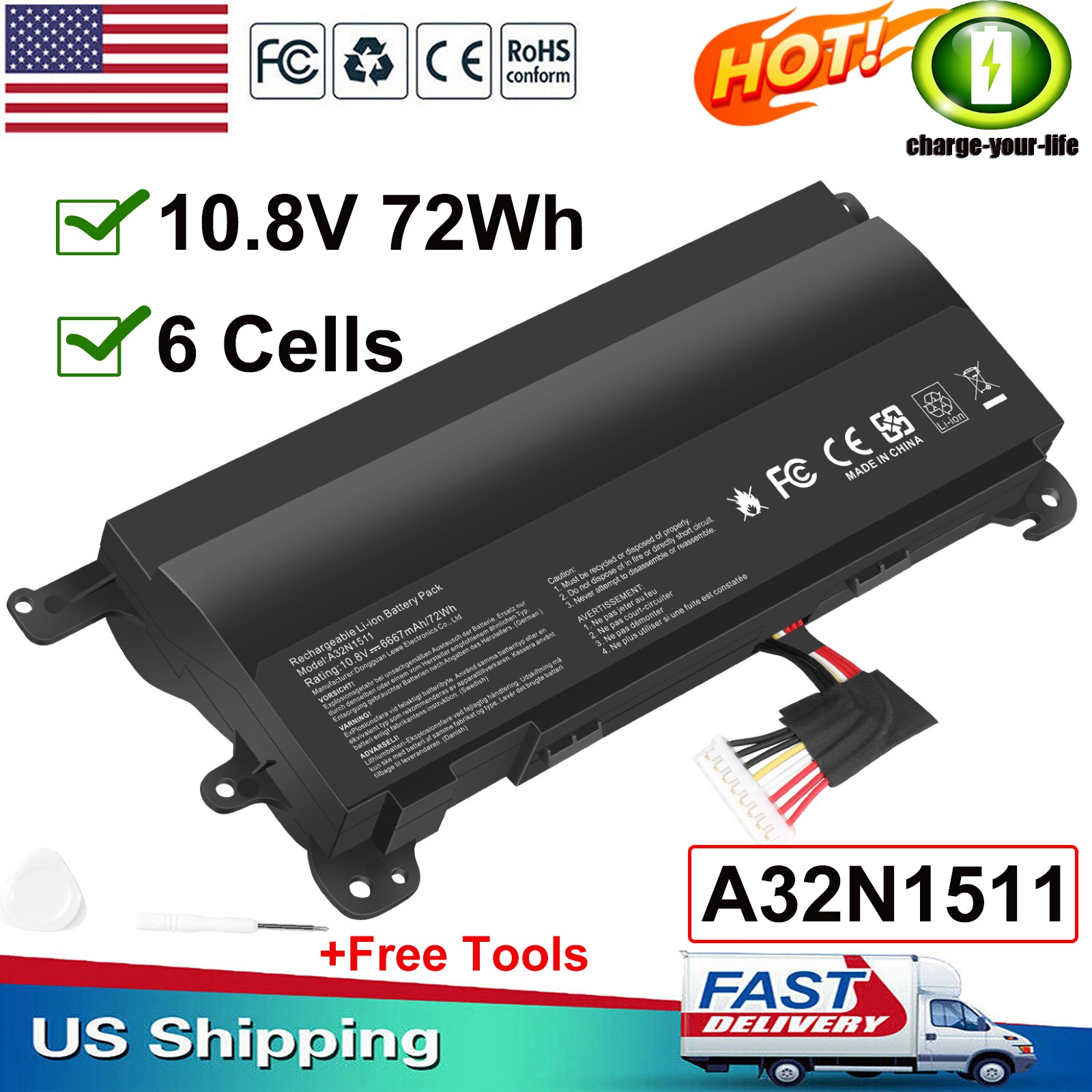 A32N1511 A32LM9H Battery for ASUS ROG G752 G752V G752VT G752VY G752VS G752VL NEW