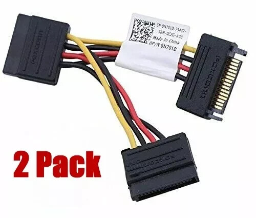 2x Dell Foxconn SATA power connector splitter adapter cable 3.75" 0N701D N701D