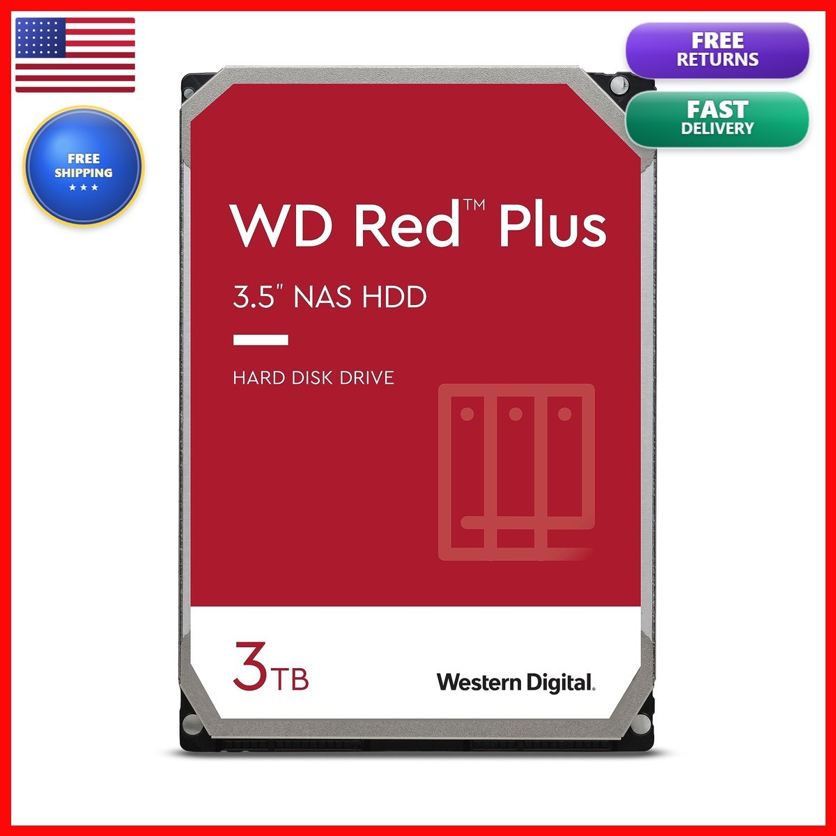 Western Digital 3TB WD Red Plus NAS HDD WD30EFRX 3.5"