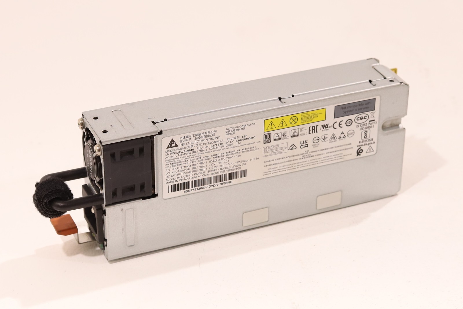 Lenovo DPS-2000HB 2000W Power Supply For ThinkSystem SR950/SR850 FRU P/N:02YF639