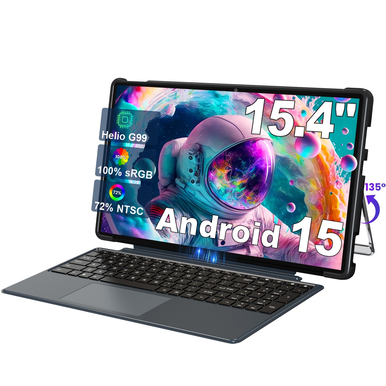 2026 Jumper 15.4" Tablet with Keyboard 8GB RAM 256GB ROM Android 10000mAh Google