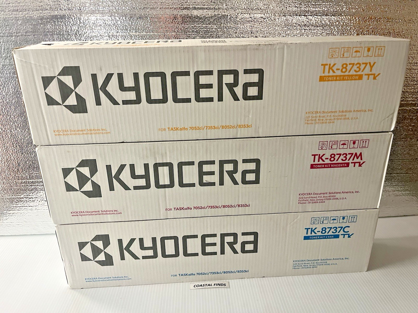 Kyocera TK-8737 CMY Color Set (3) OEM NEW Sealed TK-8737C TK-8737M TK-8737Y
