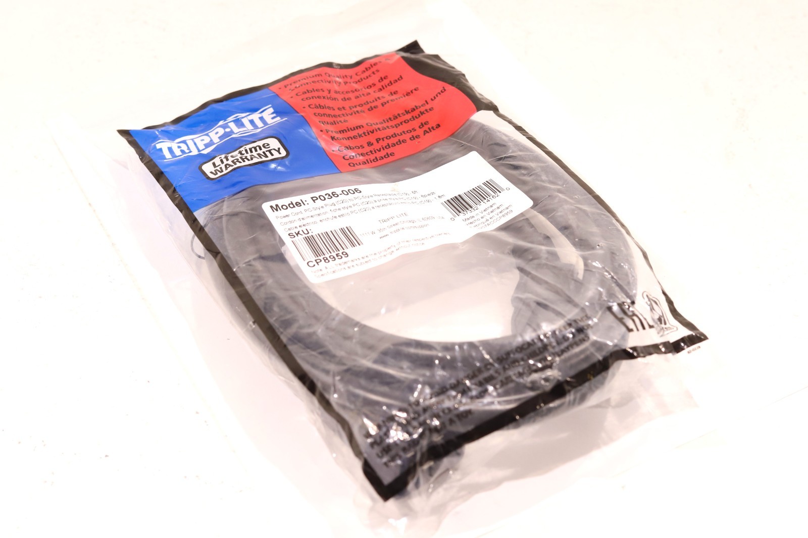 Tripp Lite P036-006 6-feet 12 AWBG C20 To C19 Power Cord P/N: CP8959 Brand New