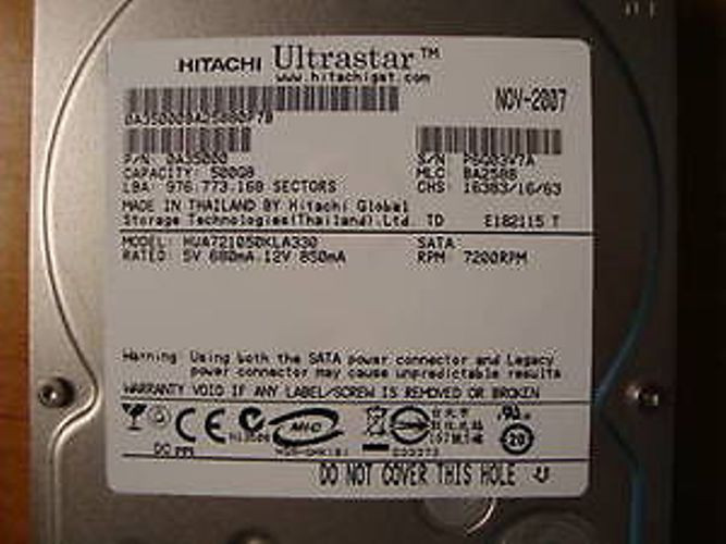 Hitachi HUA721050KLA330 MLC:BA2588 PN:0A35000  500gb Sata 2.5" HDD