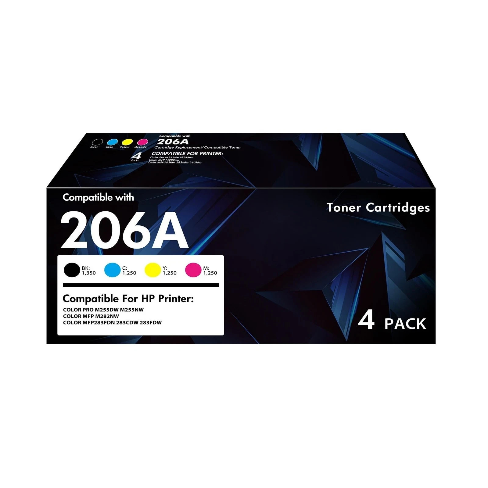 206A Toner Cartridges 4 Pack MFP M283fdw M283cdw Toner Compatible for HP 206A...
