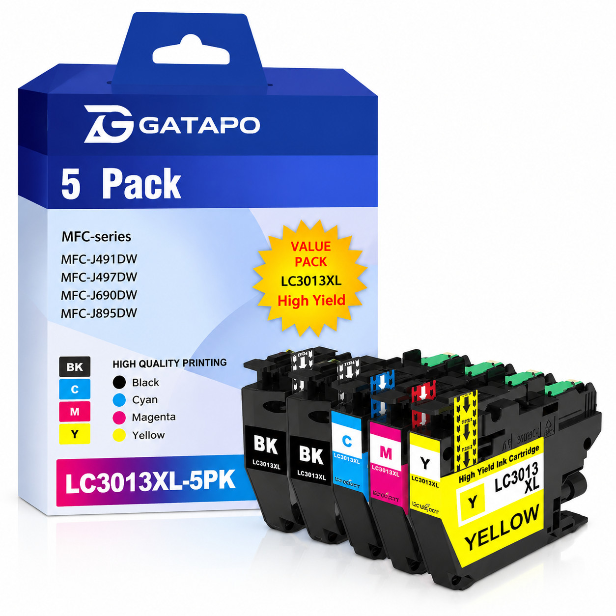 Compatible LC3013XL 5-Pack Ink (2BK/1C/1M/1Y) for  MFC-J497DW J895DW