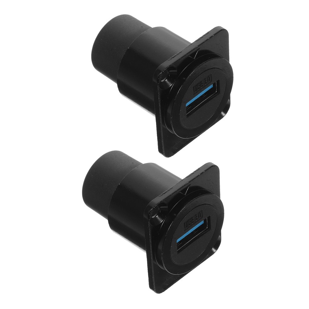 2Pcs Industrial USB Female Bulkhead Adapter Panel Mount Connector Reusable Black
