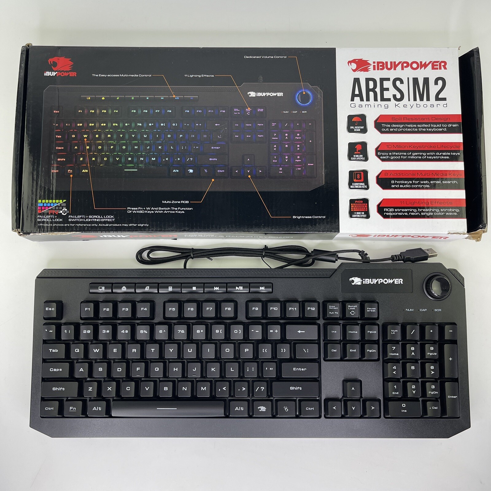 Ibuypower IBP-Ares/M2 KB Gaming Keyboard RGB Backlit With 11 Effects