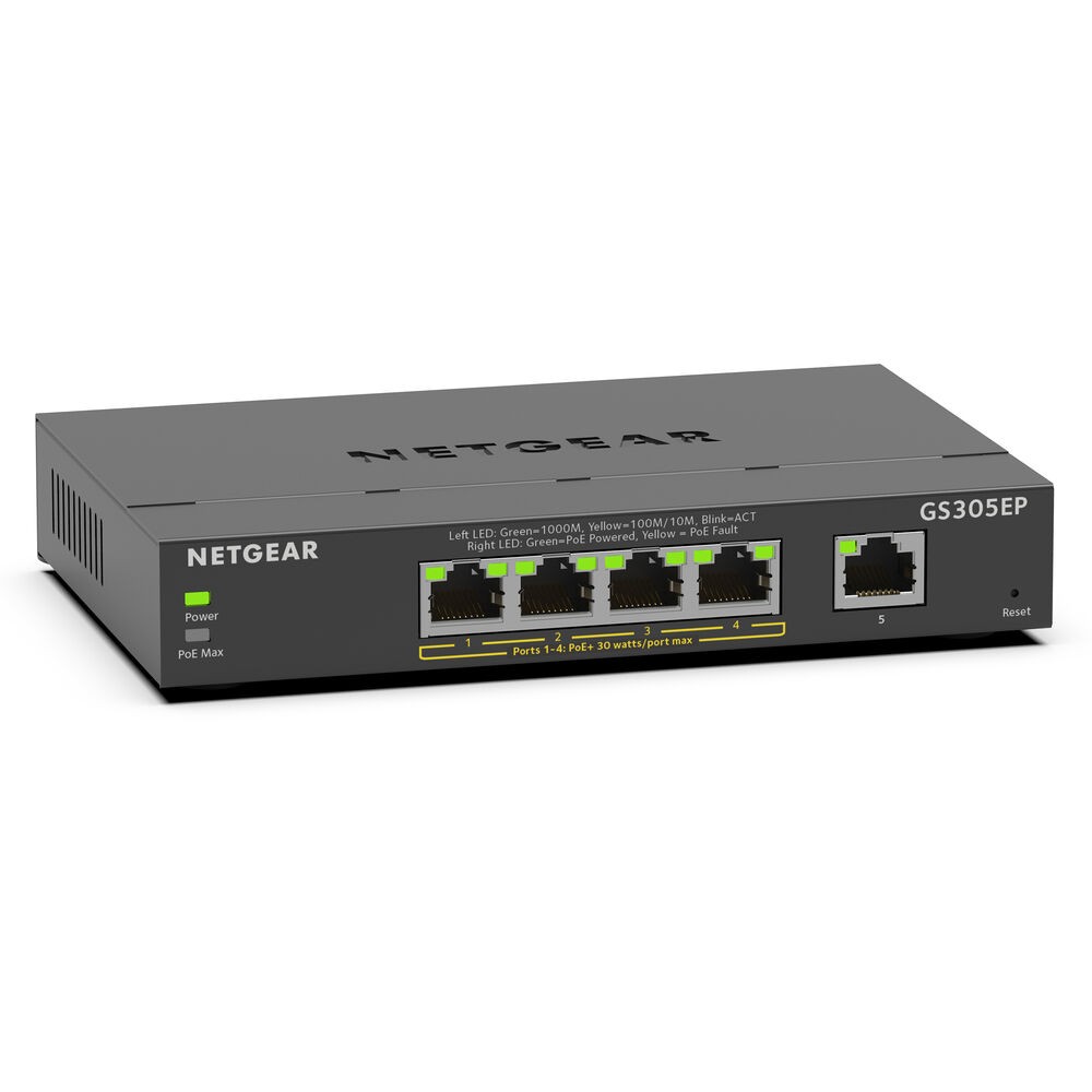 Netgear GS305EP-100NAS 5-Port GigabitEthernet SOHO Smart Managed Plus PoE Switch
