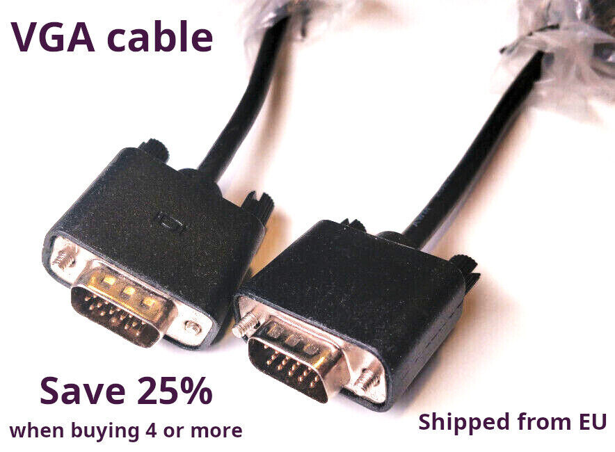VGA/SVGA male to male, computer monitor VGA cable lead, 180 cm, brand new
