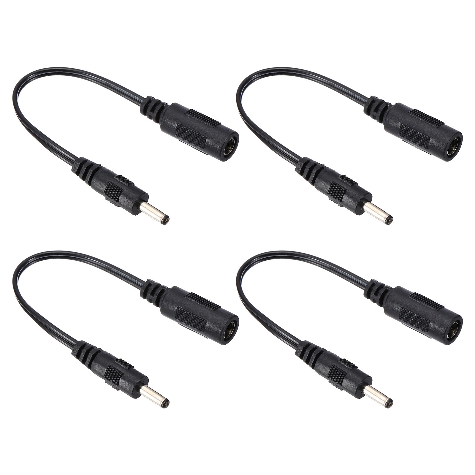 0.6Ft 5.5x2.1mm Female to 3.5x1.35mm Male Power Cable 4 Pcs Wire Adapter Black