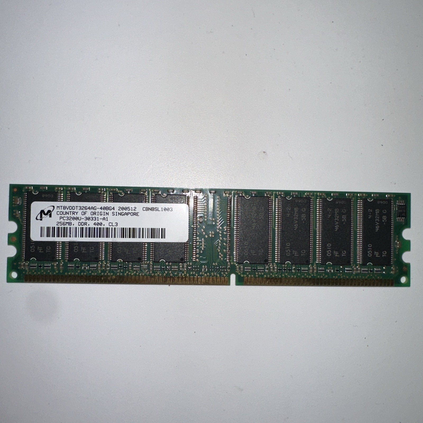 ⭐️⭐️⭐️⭐️⭐️Micron 256MB DDR SDRAM MT8VDDT3264AG-40BG4 LC3 400MHz PC3200 184-pin