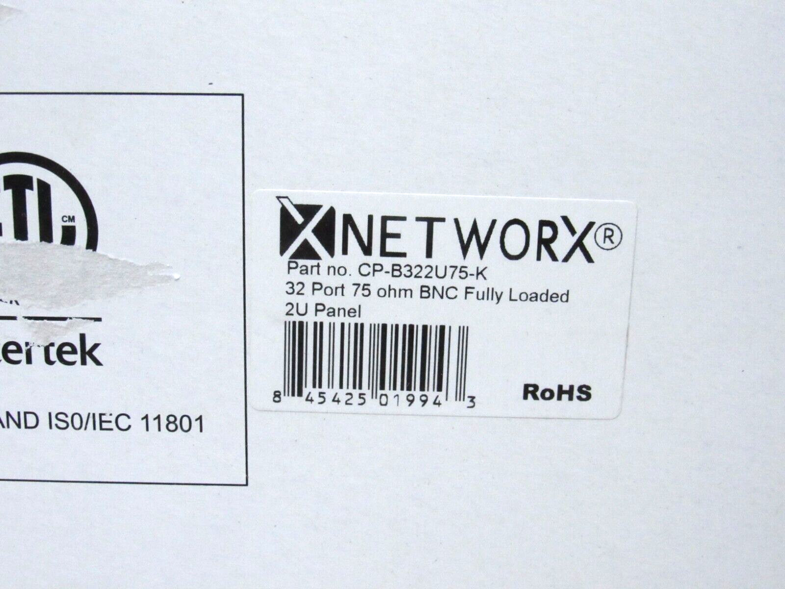 Networx 2U 32 Port Fully Loaded 75 Ohm BNC Coaxial Patch Panel CP-B322U75-K CTSL