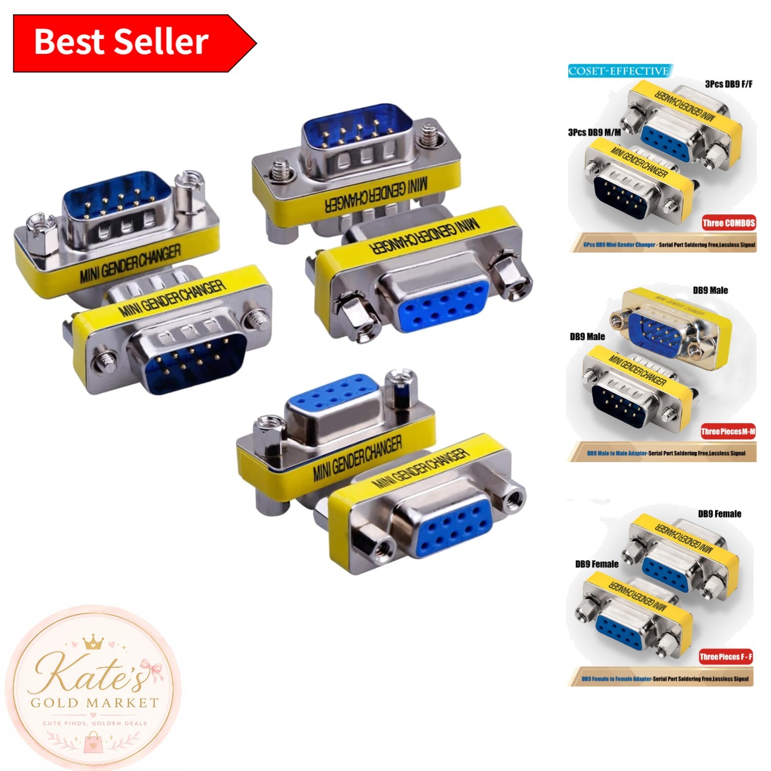 Versatile 6-Pack 9Pin RS232 Mini Gender Changer Connectors - Easy Plug & Play