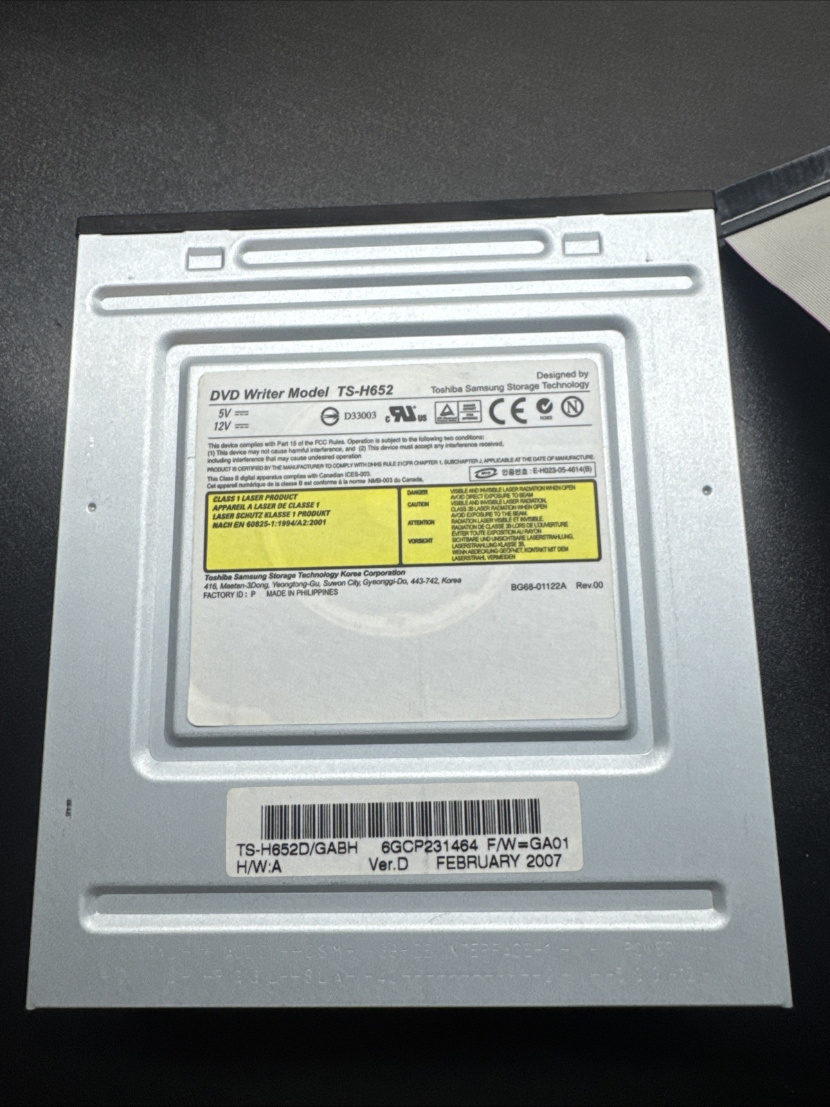 DVD Writer TS-H652 Toshiba Samsung SATS-H652M 5188-7536 February 2007