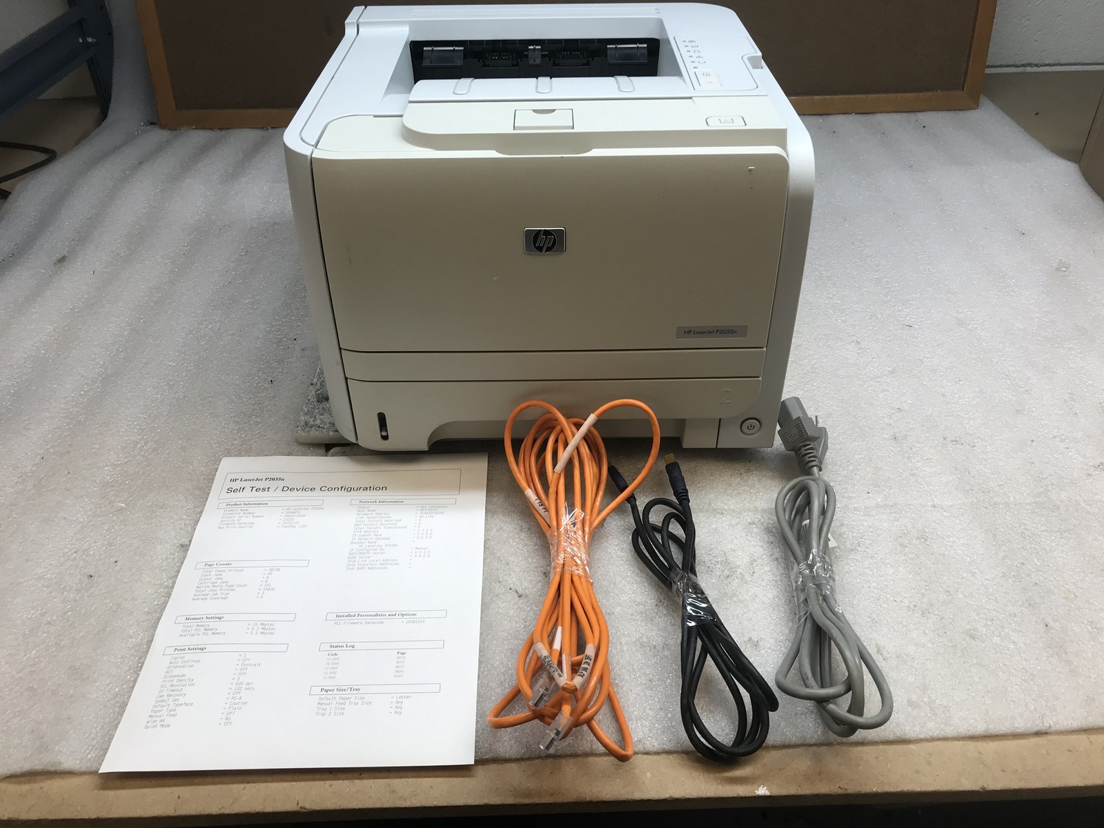 HP LaserJet P2035n Monochrome laser printer 38K Pages w/ Toner - Tested