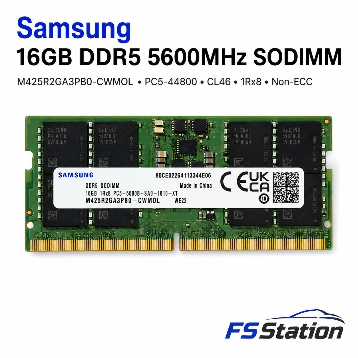NEW Samsung 16GB DDR5 5600MHz SODIMM PC5-44800 CL46 M425R2GA3PB0-CWMOL