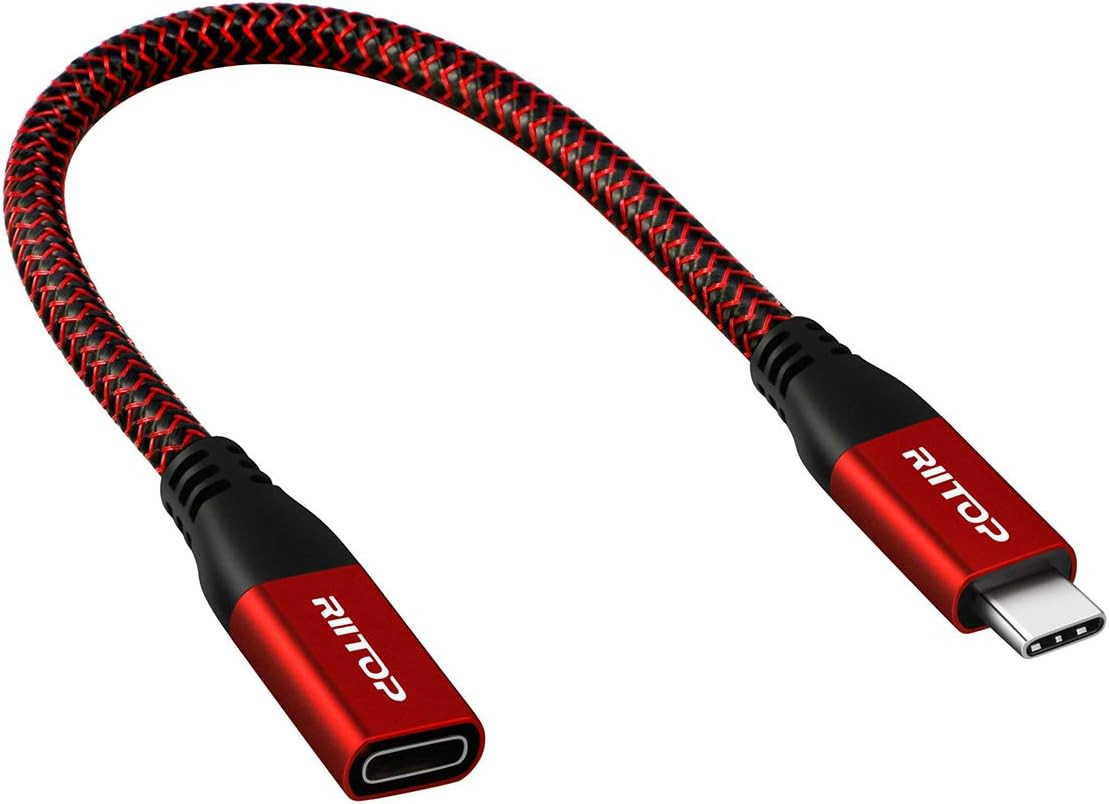 USB C Extension Cable Short, USB-C Male to Female Extender Braided Cord