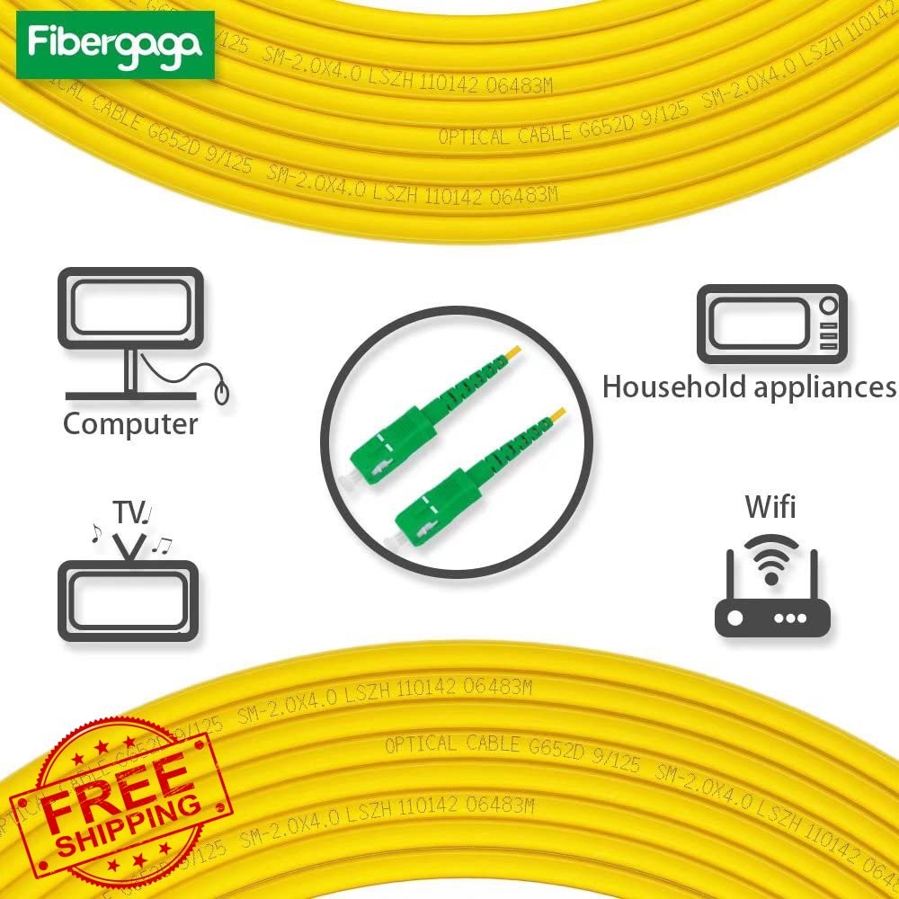 Fibergaga OS2 SC/APC to SC/APC Fiber Patch Cable 30m Single Mode Simplex