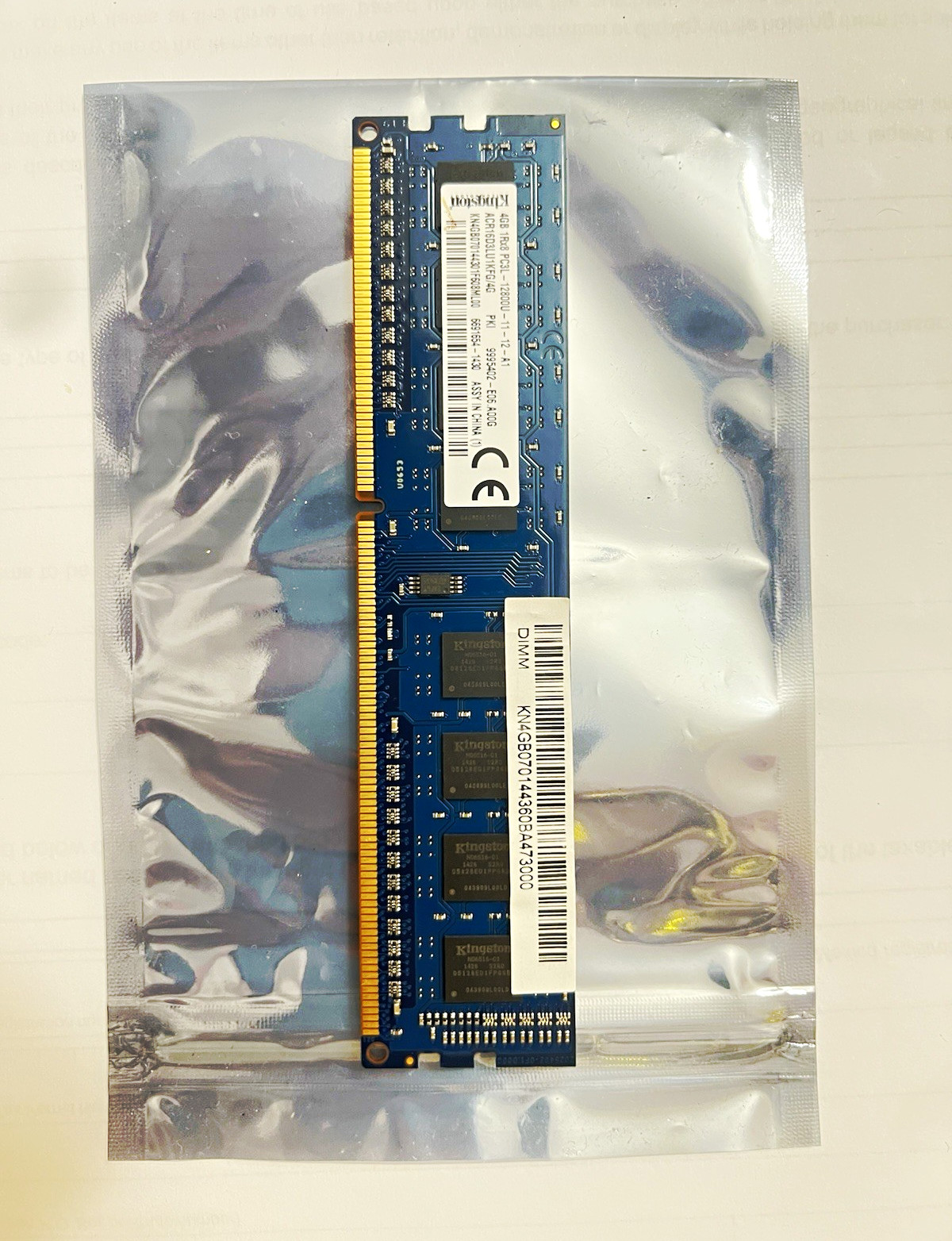 Kingston 4GB DDR3L-1600 PC3L-12800U 240-Pin DIMM Non-ECC Unbuffered