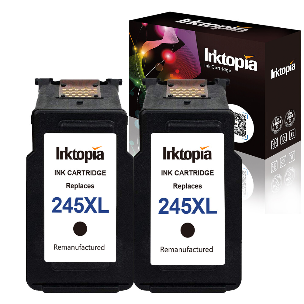 2 Pks PG-245 XL Black Ink Cartridges for Canon MG2922 MG2924 MG2522 MG2500,