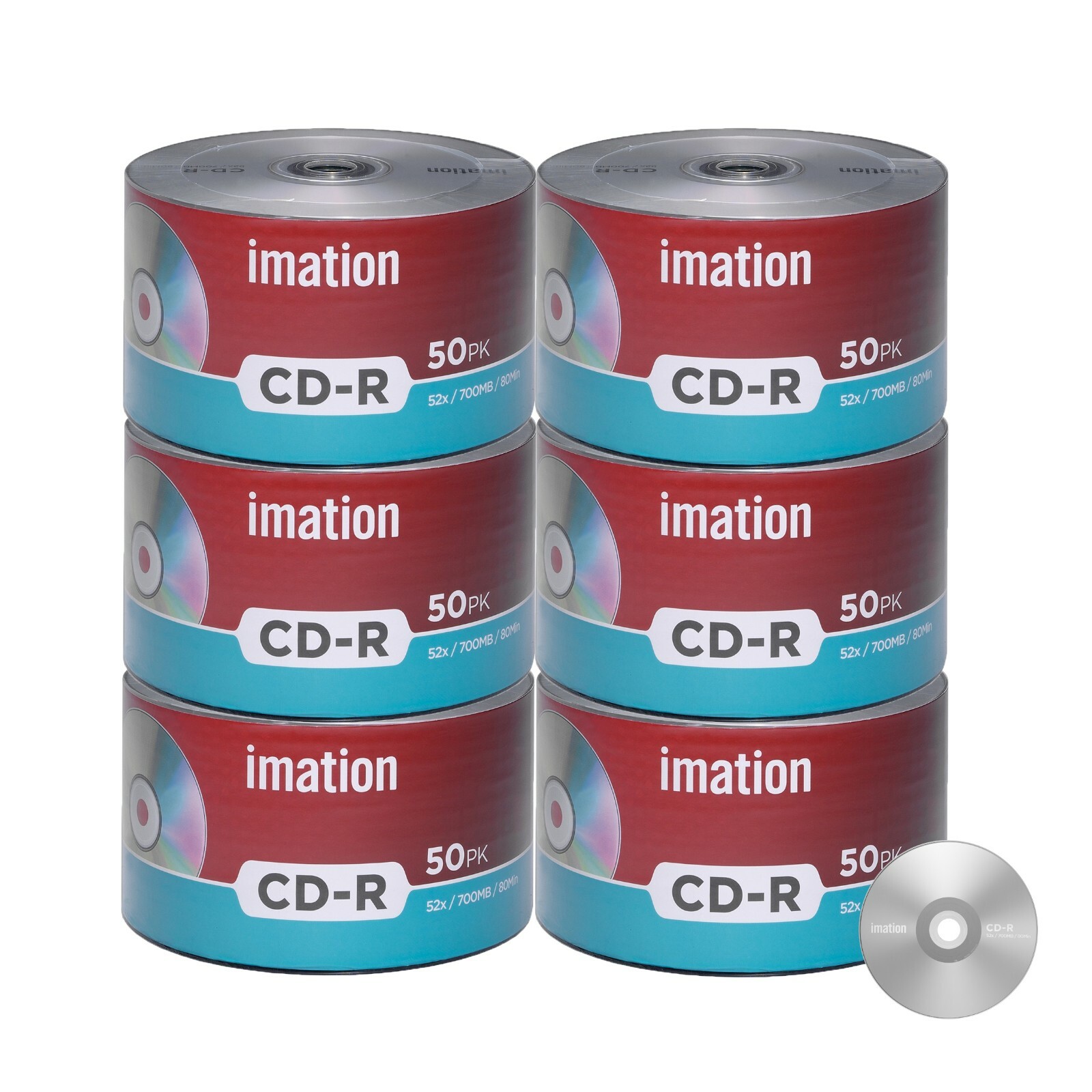 300 Pack Imation CD-R 52X 700MB/80Min Branded Logo Blank Media Recordable Disc