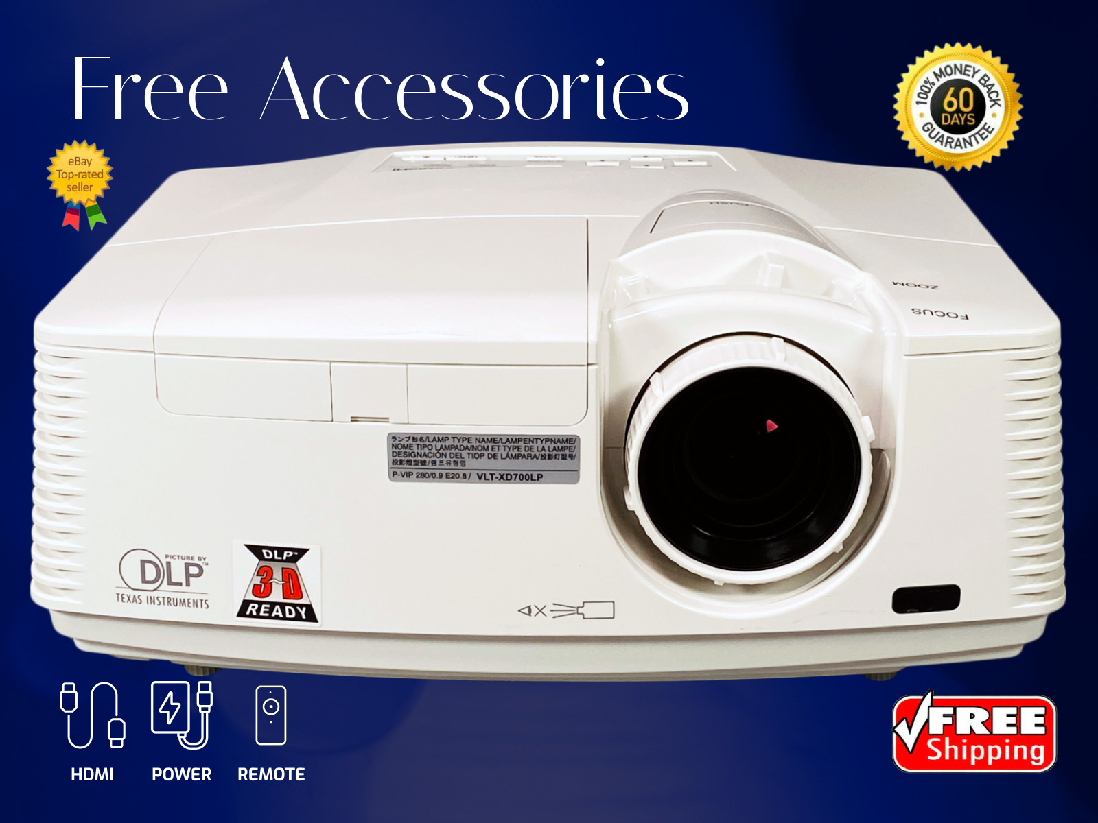 4200 ANSI DLP Projector for Outdoor Garden Yard Usage HD HDMI w/Accessories