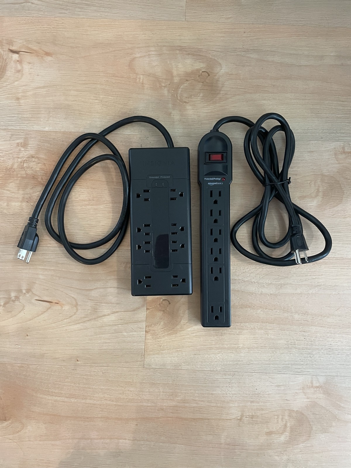 Amazon Basics and Insignia 8 & 6-Outlet Surge Protector Power Strip 2-Pack