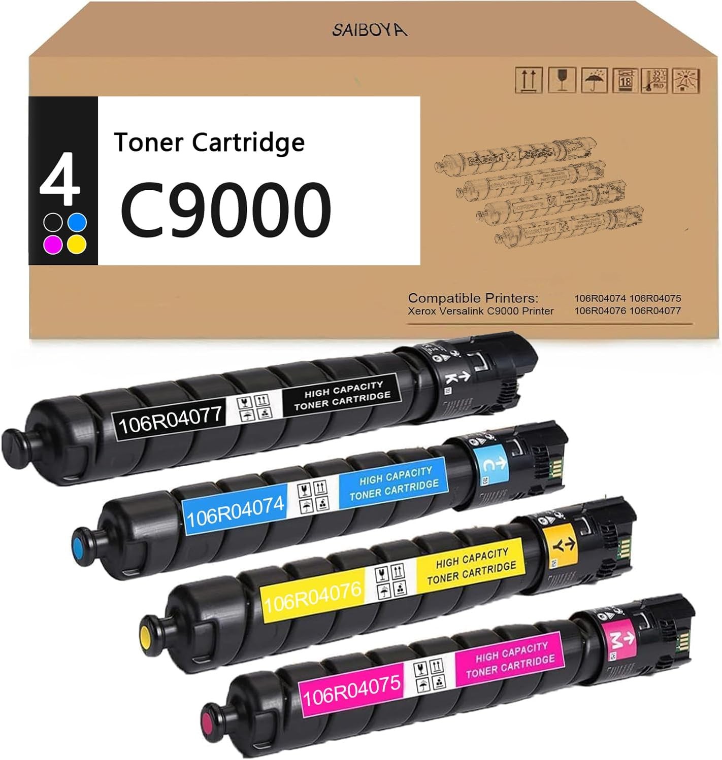 Compatible w/ Xerox VersaLink C9000 106R04062-65 Toner 4-Pack BK/C/M/Y XL