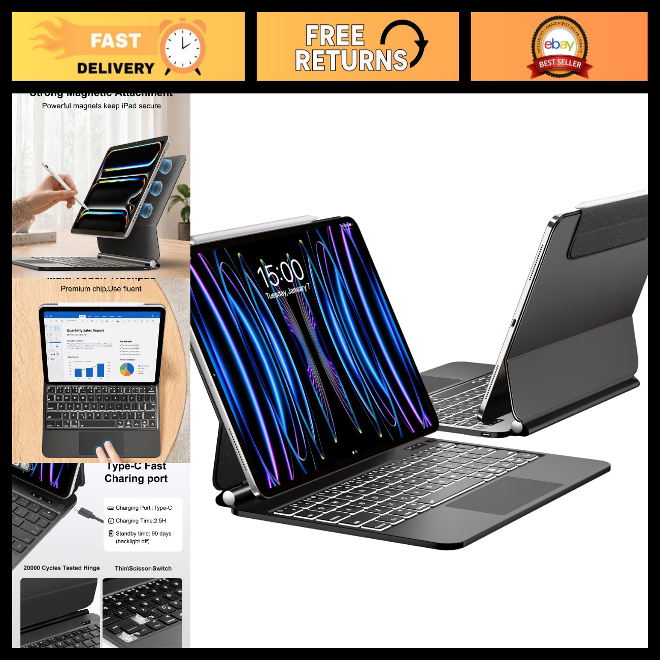 Stylish Keyboard Case for iPad Air 13-inch - Slim, Lightweight, Protective Cover