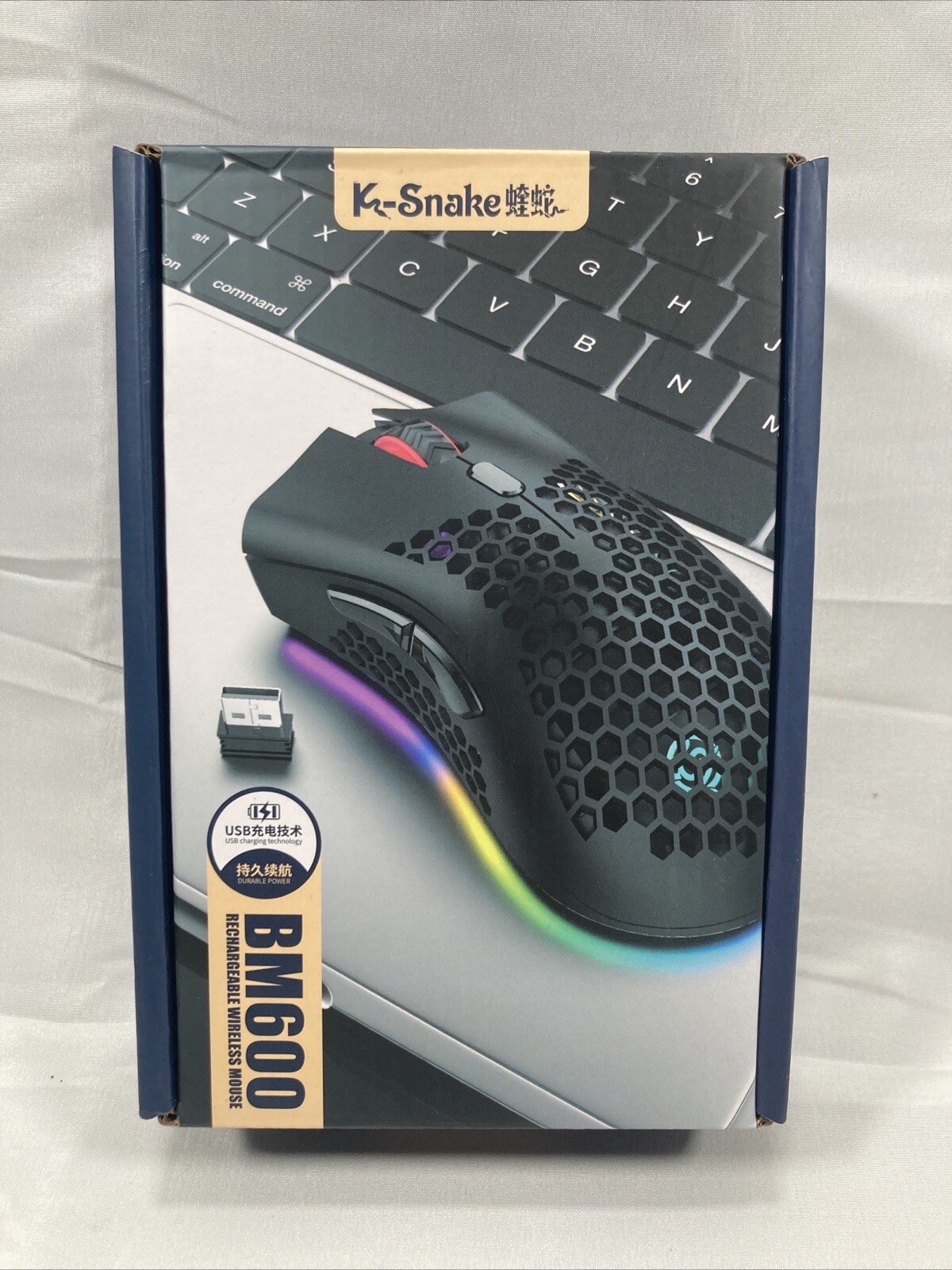 Rechargeable BM600 USB Wireless RGB Mouse 2.4GHz 3 Gears. Green