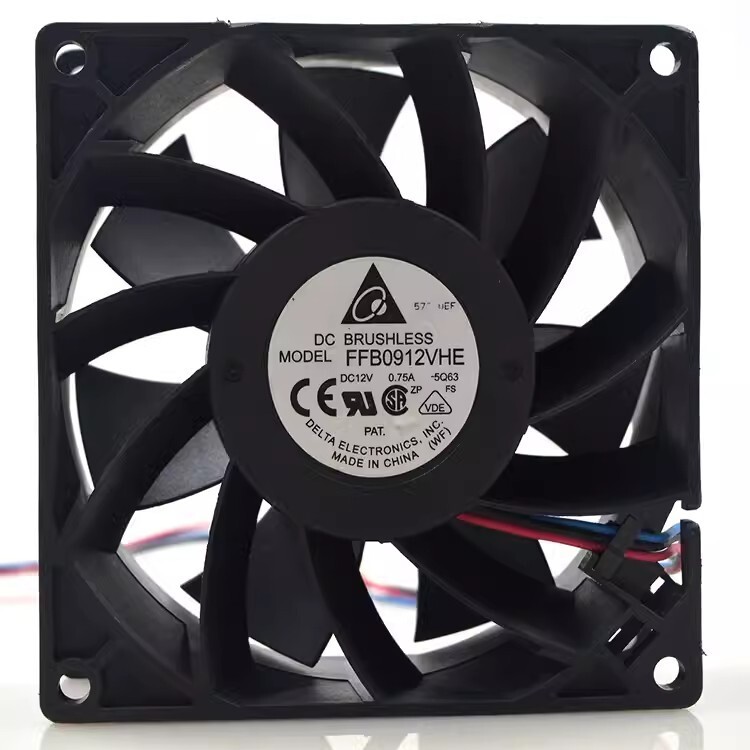 Delta FFB0912VHE 9038 DC12V 0.75A 9CM 3-Wire Dual Ball Cooling Fan