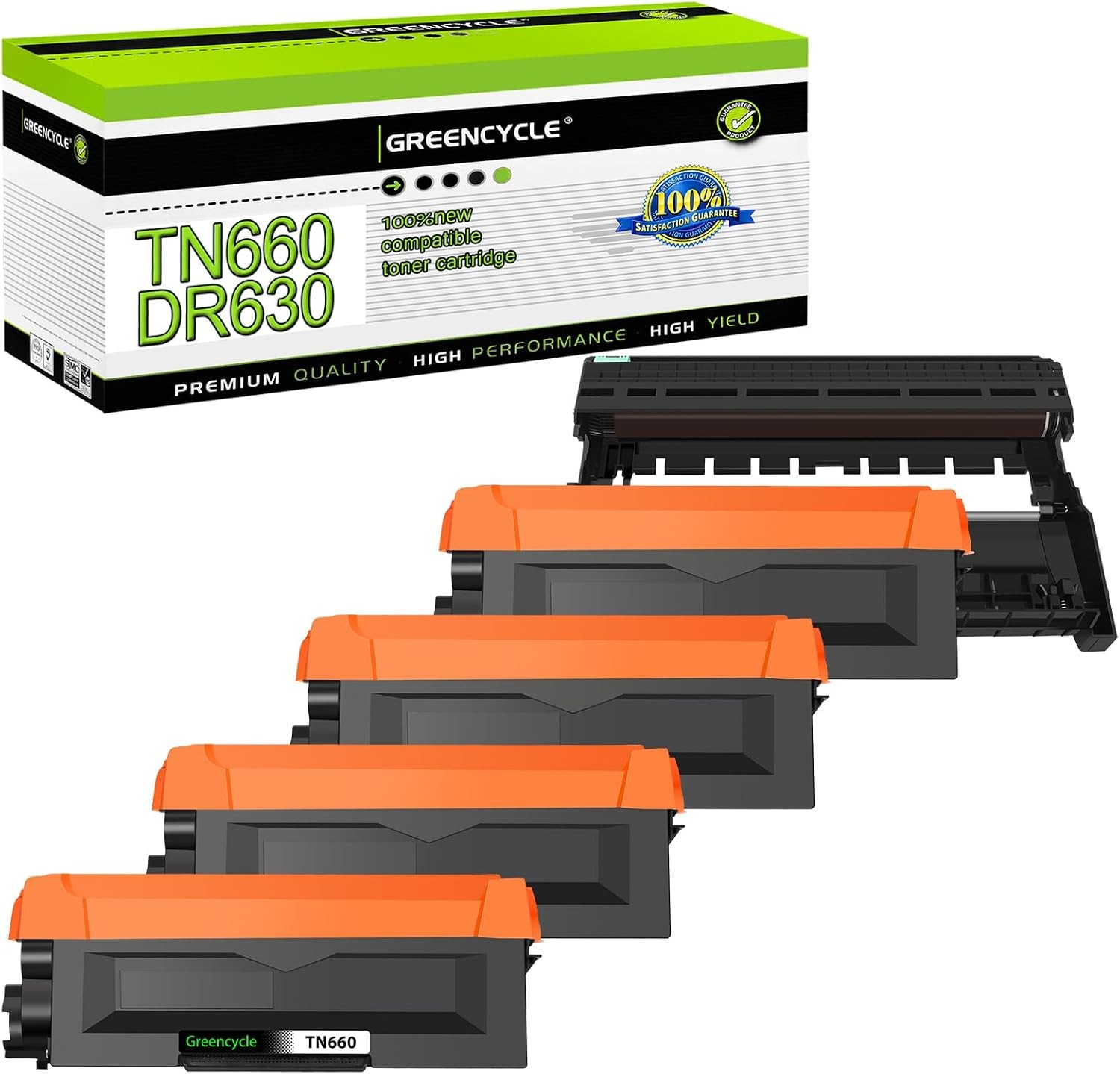 4PK TN660 Toner Cartridge & 1PK DR630 Drum Unit For Brother HL-L2320D HL-L2360DW