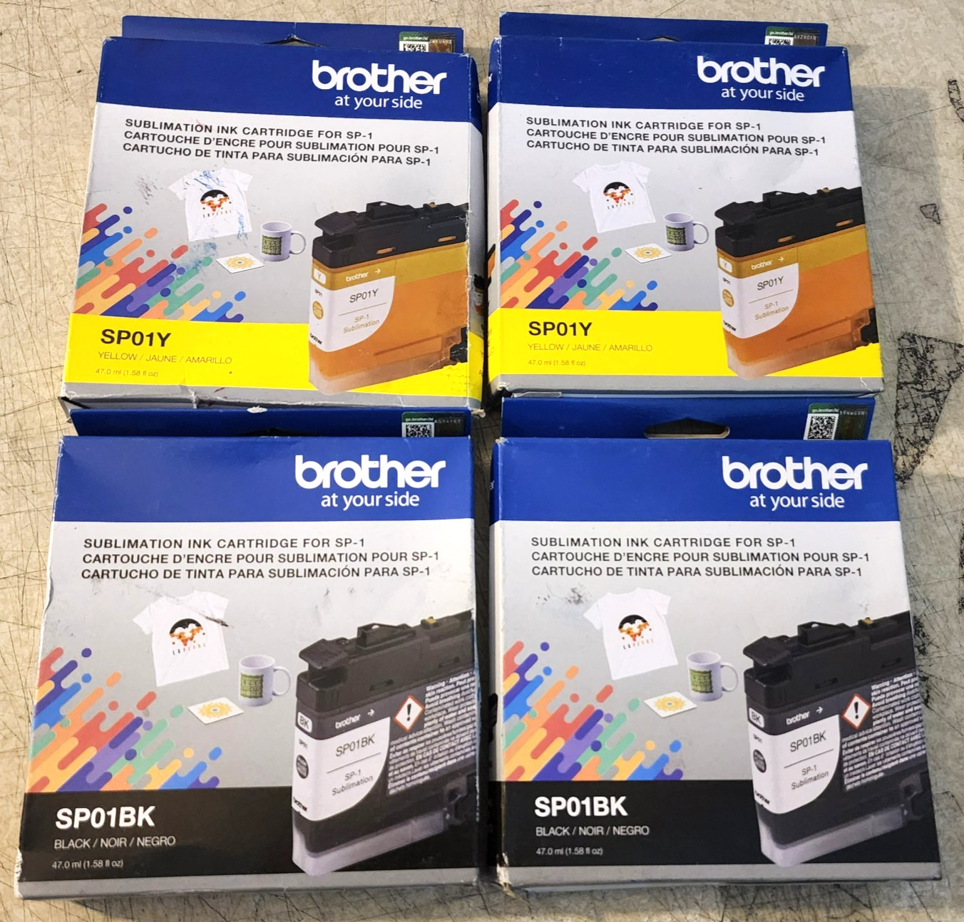 Brother SP01BK Black SP01Y Yellow Sublimation Ink New Sealed Box Lot Of4 EXP2025