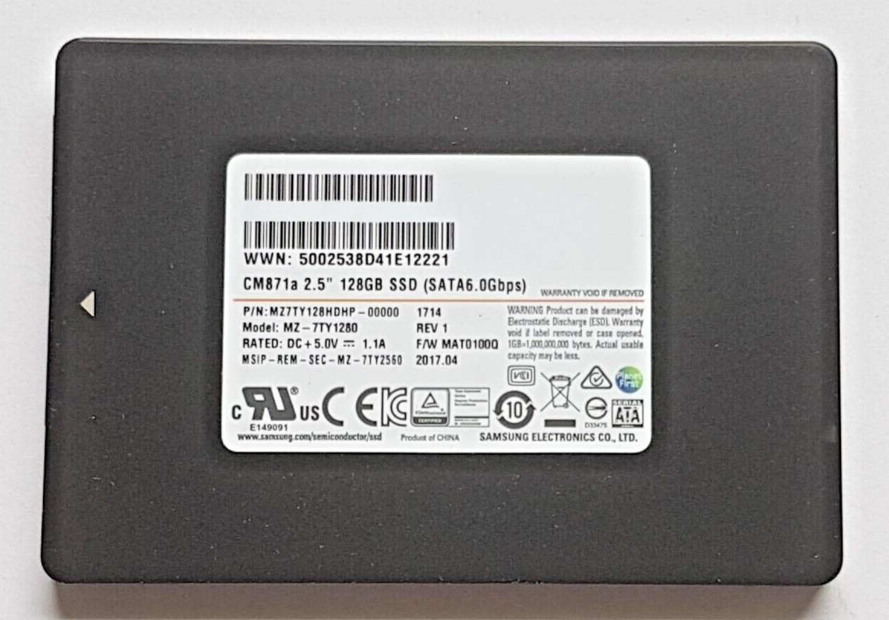 128GB SATA III Samsung CM871a Series MZ-7TY1280 SSD TLC 2.5" Internal Hard Drive
