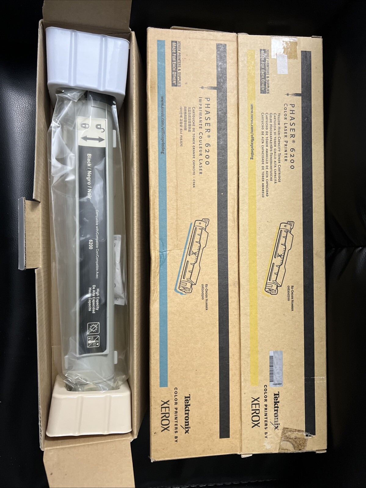 2 Xerox Phaser 6200 Toner Cartridges Genuine Cyan/ Yellow - 1 Generic Black New