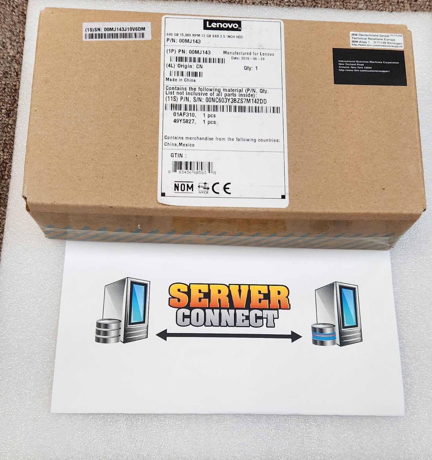 00MJ143 -- LENOVO / IBM 600GB 15K SAS 2.5" 12GBs HDD