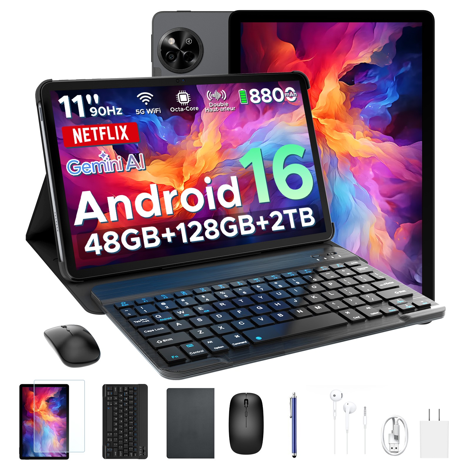 AORLYM P11 Android 16 Tablet 48GB+128GB 8800mAh 11 Inch 5G WiFi Widevine L1 AI