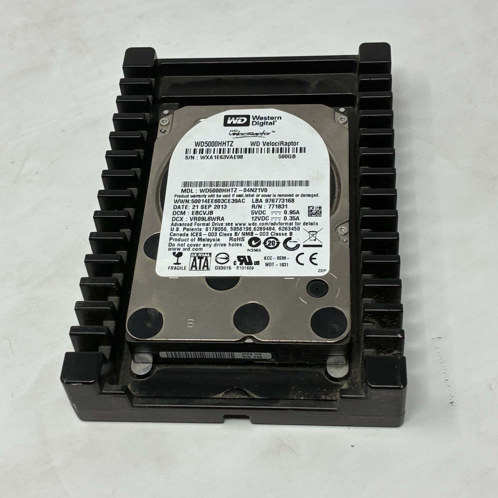 WD Velociraptor Hard Drive WD5000HHTZ 500GB 10000RPM 16MB SATA II 3.5 Inch Sled
