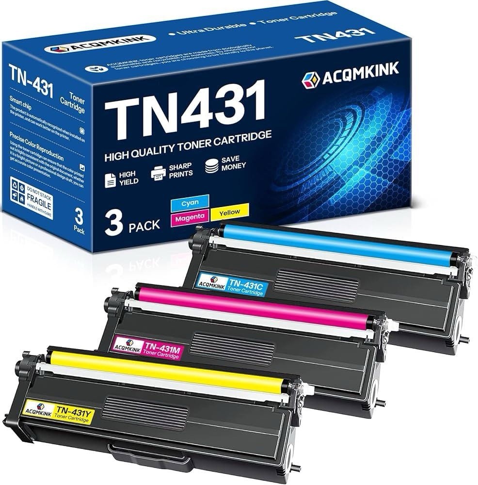 ACOMKINK TN431 High Yield Toner Cartridge 3-Pack for Brother Cyan Magenta Yellow