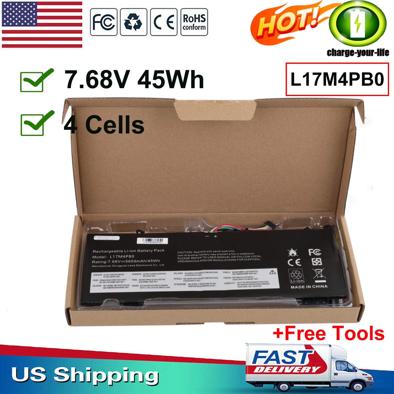 ✅L17C4PB0 L17M4PB0 Battery For Lenovo Flex 6-14IKB-81EM IdeaPad 530S-14ARR/14IKB