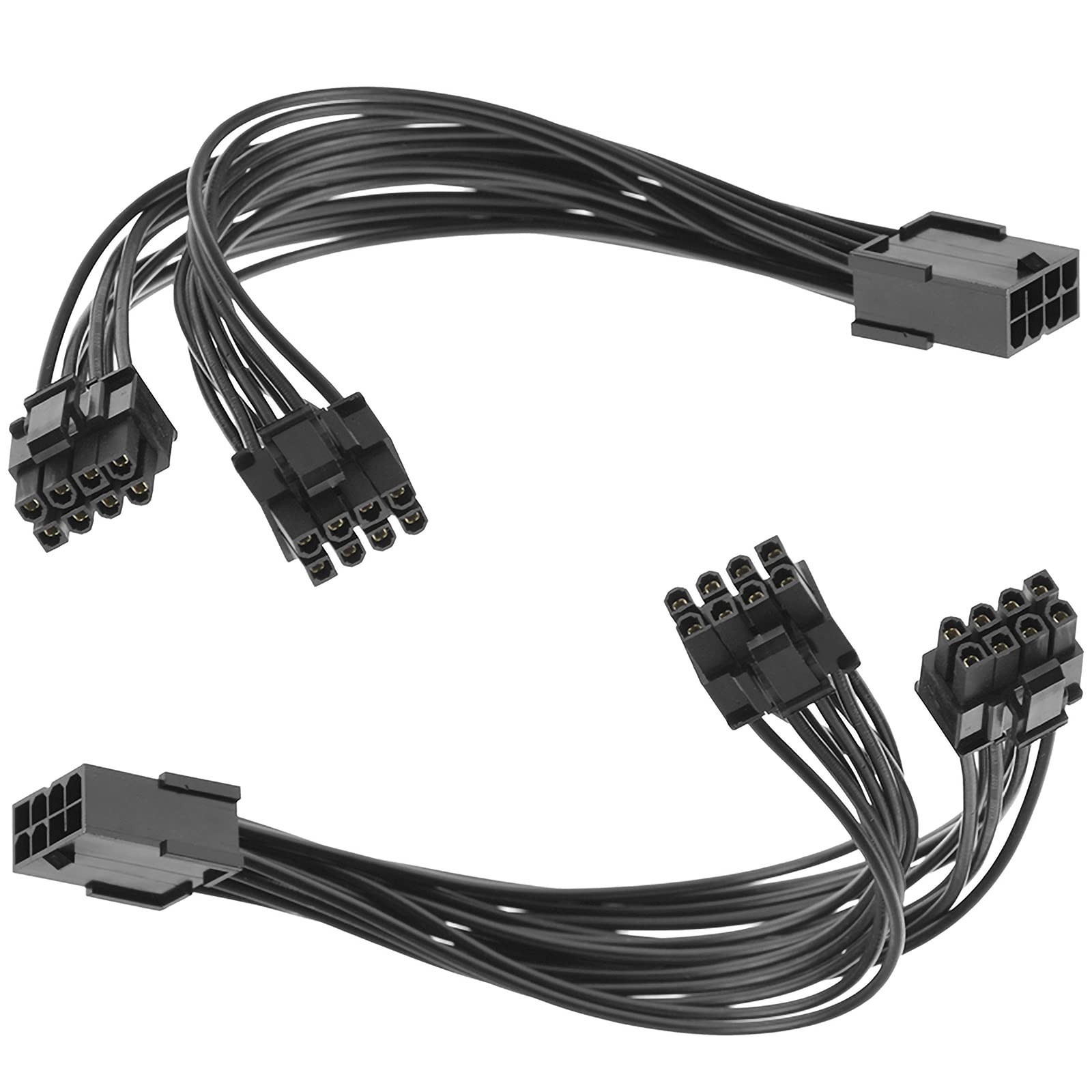 2 PCS PCIe GPU Power Extension Cable Splitter 8 Pin To 6 Pin Braided