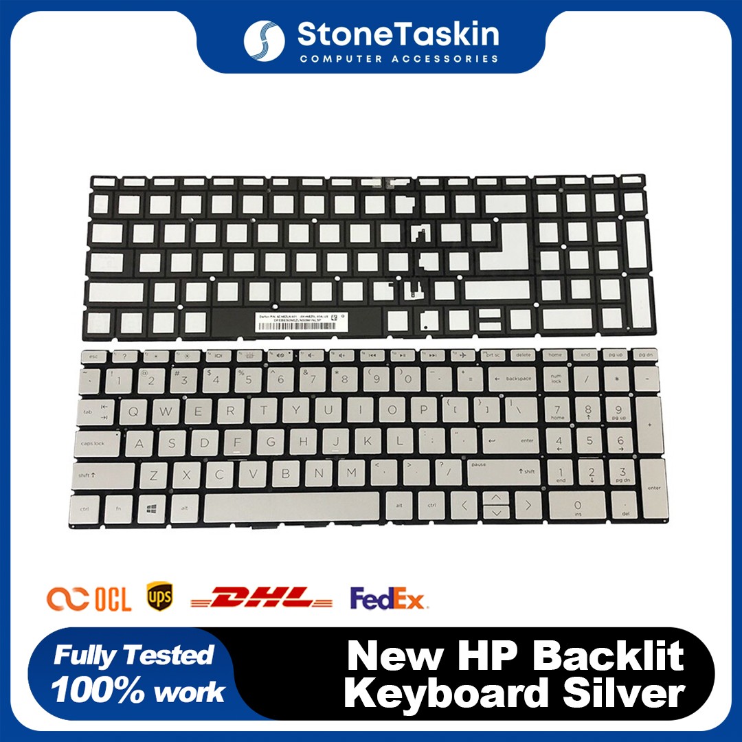 New HP 15-db0091wm 15-db0015dx 15-db0051od 15-db0031nr Backlit Keyboard Silver