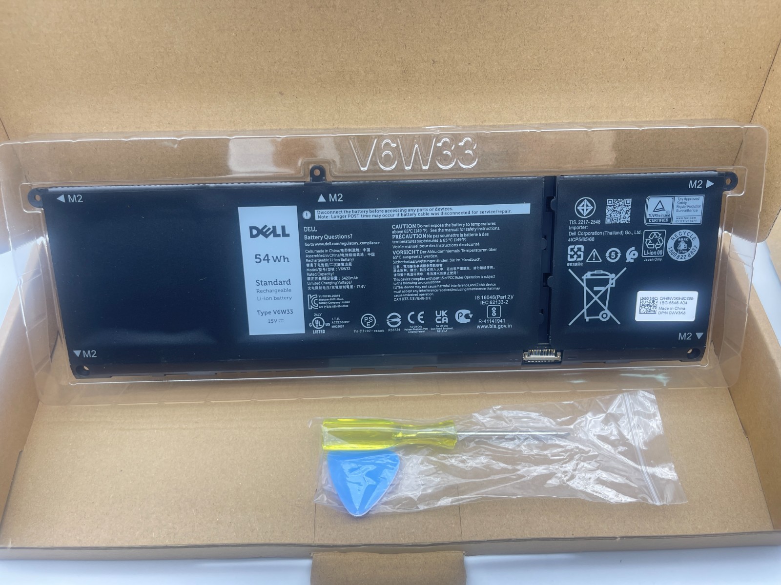 OEM Genuine 54W V6W33 Battery For Dell Inspiron 14 5410 7415 7420 7430 2-in-1